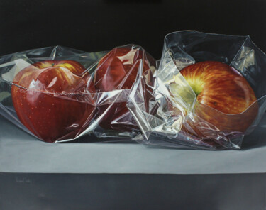 Pintura titulada ""Bolsa con tres man…" por Miguel Nuñez, Obra de arte original, Oleo