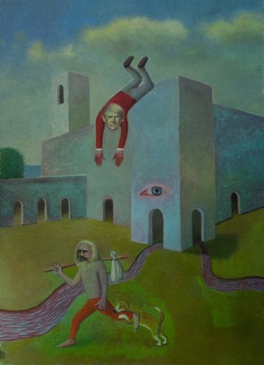Painting titled "El loco" by Miguel Rojas, Original Artwork, Encaustic