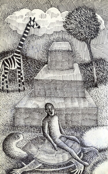Drawing titled "Dislate" by Miguel Rojas, Original Artwork, Ink