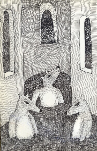 Drawing titled "Ratas" by Miguel Rojas, Original Artwork, Ink