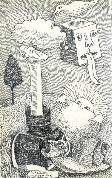 Zeichnungen mit dem Titel "Platinum carbon ink" von Miguel Rojas, Original-Kunstwerk, Tinte