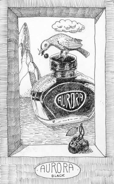 Dibujo titulada "Aurora black" por Miguel Rojas, Obra de arte original, Tinta