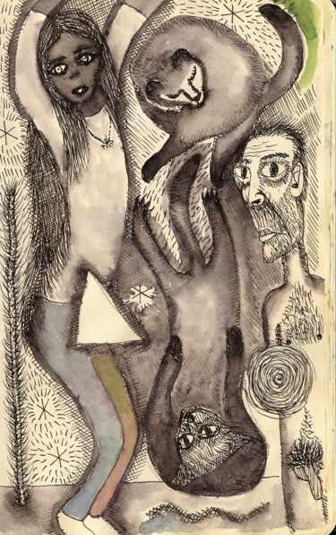Parejas Disegno intitolato "Parejas" da Miguel Rojas, Opera d'arte originale, Inchiostro