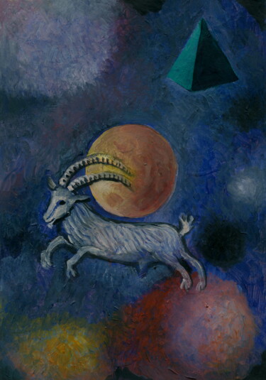 Malerei mit dem Titel "Capricornio" von Miguel Rojas, Original-Kunstwerk, Enkaustik