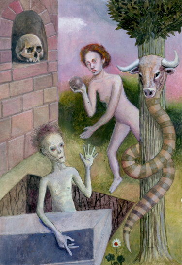 Pintura titulada "Lázaro" por Miguel Rojas, Obra de arte original, Encáustico