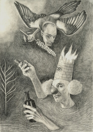 Zeichnungen mit dem Titel "Agrimonia" von Miguel Rojas, Original-Kunstwerk, Graphit