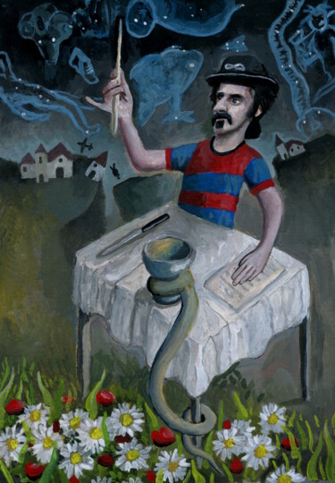 Malerei mit dem Titel "El mago" von Miguel Rojas, Original-Kunstwerk, Gouache
