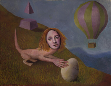 Pintura titulada "Es un huevo" por Miguel Rojas, Obra de arte original, Gouache