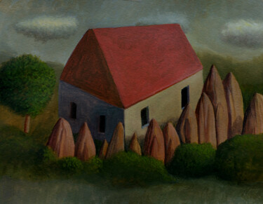 Картина под названием "Casa con vistas" - Miguel Rojas, Подлинное произведение искусства, Энкаустический