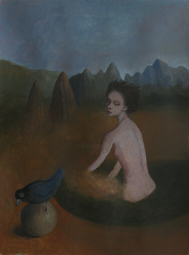 Malarstwo zatytułowany „Incómoda situación” autorstwa Miguel Rojas, Oryginalna praca, Enkaustyczny