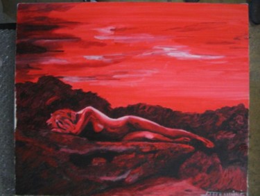 Peinture intitulée "soleil rouge" par Miguel Meunier, Œuvre d'art originale, Huile