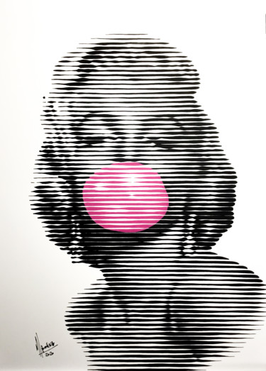 Peinture intitulée "Bubble gum 04" par Miguel Angel Lozano Bonora, Œuvre d'art originale, Acrylique Monté sur Panneau de bois