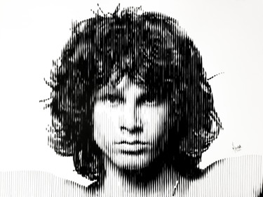 Painting titled "Jim Morrison" by Miguel Angel Lozano Bonora, Original Artwork, Acrylic Mounted on Wood Panel