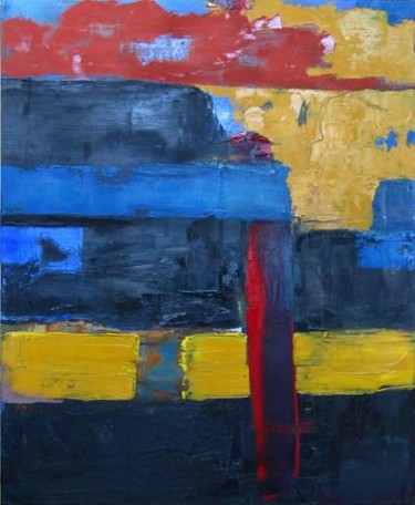 Painting titled "Blue horizon (Horiz…" by Miguel Crespo, Original Artwork, Oil Mounted on Wood Stretcher frame