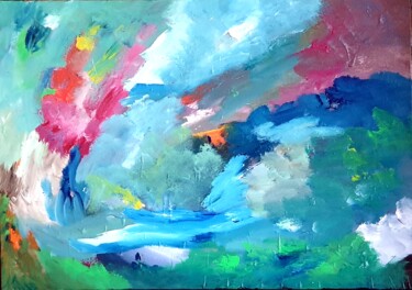 Painting titled "Garden of Emotions" by Miguelle Mahuton, Original Artwork, Acrylic