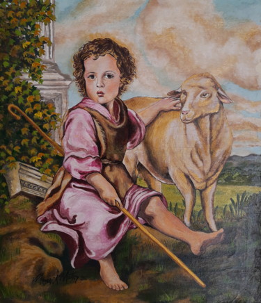 Pintura São João Batista Menino Ζωγραφική με τίτλο "Pintura São João Ba…" από Miguel Matos, Αυθεντικά έργα τέχνης, Ακρυλικό