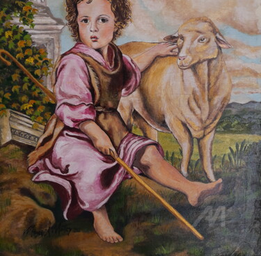 Pintura São João Batista Menino Pintura intitulada "Pintura São João Ba…" por Miguel Matos, Obras de arte originais, Acrílico