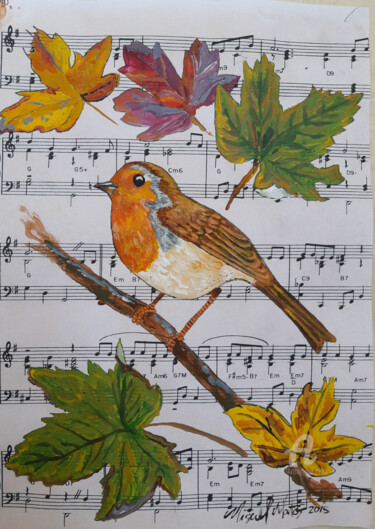 Pintura intitulada "O Pássaro canta o H…" por Miguel Matos, Obras de arte originais, Acrílico