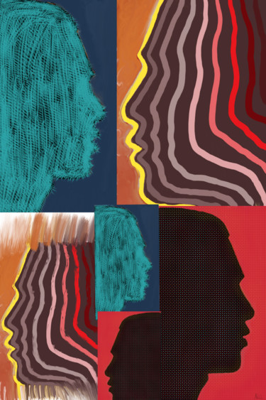 Arts numériques intitulée "Collage de perfiles" par Miguel Sanguesa, Œuvre d'art originale, Peinture numérique