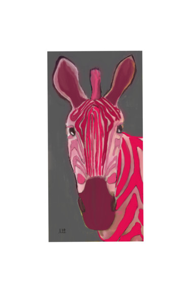 Artes digitais intitulada "Cebra rosa" por Miguel Sanguesa, Obras de arte originais, Pintura digital