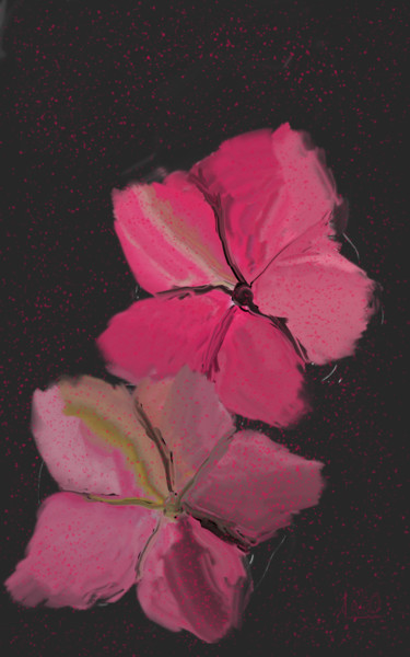 Arte digital titulada "Flores sobre fondo…" por Miguel Sanguesa, Obra de arte original, Pintura Digital