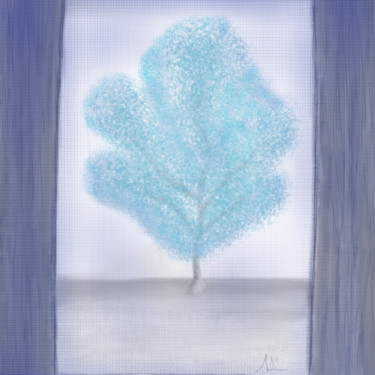 Digital Arts titled "Árbol azul" by Miguel Sanguesa, Original Artwork, Digital Painting