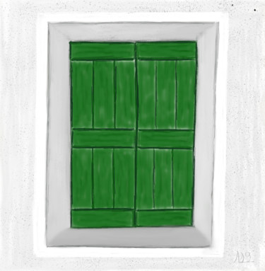 Digitale Kunst mit dem Titel "Ventana verde" von Miguel Sanguesa, Original-Kunstwerk, Digitale Malerei