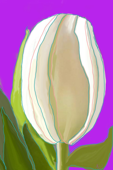 Arte digital titulada "Tulipán blanco" por Miguel Sanguesa, Obra de arte original, Pintura Digital