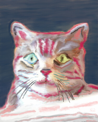 Digital Arts με τίτλο "Cat" από Miguel Sanguesa, Αυθεντικά έργα τέχνης, Ψηφιακή ζωγραφική