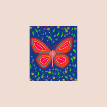 Arte digital titulada "Mariposa de colores" por Miguel Sanguesa, Obra de arte original, Pintura Digital