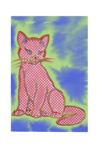 Pintura titulada "Gato Pop" por Miguel Sanguesa, Obra de arte original, Pintura Digital