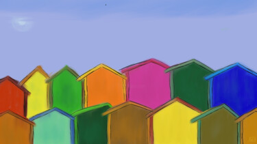 Pintura titulada "Pueblo de colores" por Miguel Sanguesa, Obra de arte original, Pintura Digital