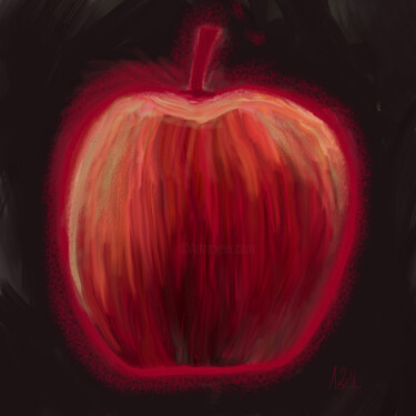 Pintura titulada "Manzana roja" por Miguel Sanguesa, Obra de arte original, Pintura Digital
