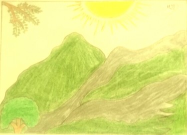 제목이 "Paysage montagneux…"인 그림 Dave Dawood로, 원작, 연필