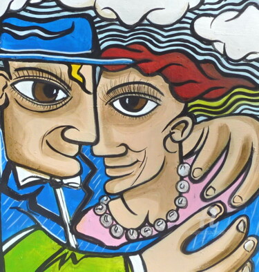 Peinture intitulée "les-amoureux" par Miha, Œuvre d'art originale, Acrylique