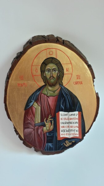 Peinture intitulée "Icon of Jesus Christ" par Mihaela Anton, Œuvre d'art originale, Acrylique
