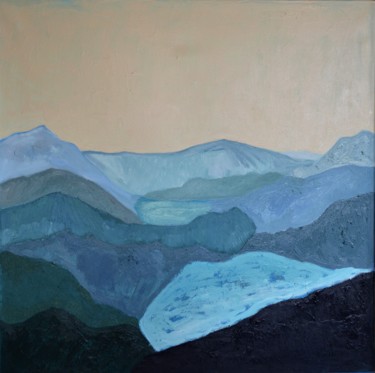「Blue landscape trip…」というタイトルの絵画 Mihaela Constantinによって, オリジナルのアートワーク, オイル