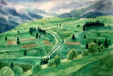 Pintura titulada "Landscape from the…" por Mikhaela Ivanova, Obra de arte original, Acuarela