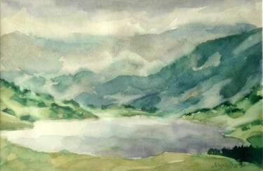 Painting titled "The Water Mountain…" by Mikhaela Ivanova, Original Artwork, Watercolor