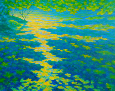 Картина под названием "The River of Life I" - Михаела Иванова, Подлинное произведение искусства, Масло Установлен на Деревян…