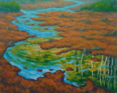 Painting titled "The River of Life II" by Mikhaela Ivanova, Original Artwork, Oil Mounted on Wood Stretcher frame