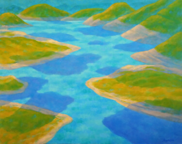 Картина под названием "The River of Life I…" - Михаела Иванова, Подлинное произведение искусства, Масло Установлен на Деревя…