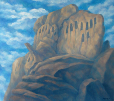 Картина под названием "Megalith II" - Михаела Иванова, Подлинное произведение искусства, Масло Установлен на Деревянная рама…