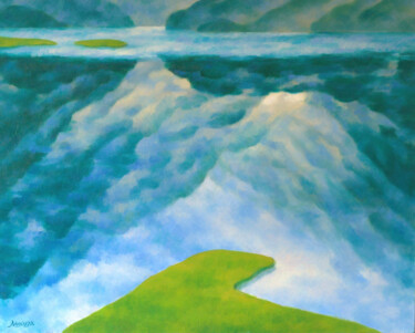 Картина под названием "Shores I" - Михаела Иванова, Подлинное произведение искусства, Масло Установлен на Деревянная рама дл…