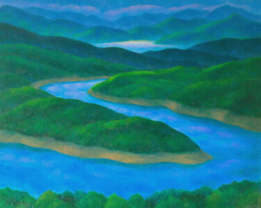 Картина под названием "The River I" - Михаела Иванова, Подлинное произведение искусства, Масло Установлен на Деревянная рама…