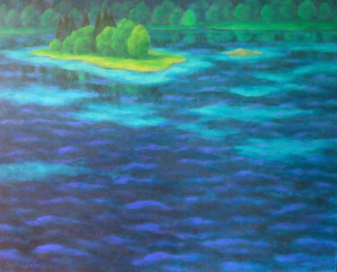 Картина под названием "Blessed island VI" - Михаела Иванова, Подлинное произведение искусства, Масло Установлен на Деревянна…