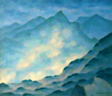 Картина под названием "A peak in the mount…" - Михаела Иванова, Подлинное произведение искусства