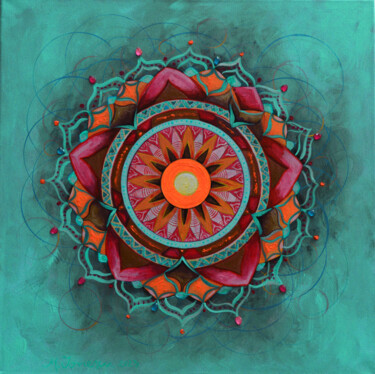 Картина под названием "Mandala 4" - Mihaela Ionescu, Подлинное произведение искусства, Акрил