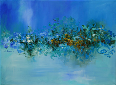 Painting titled ""Winter Flowers"" by Mihaela Ionescu, Original Artwork, Oil Mounted on Wood Stretcher frame