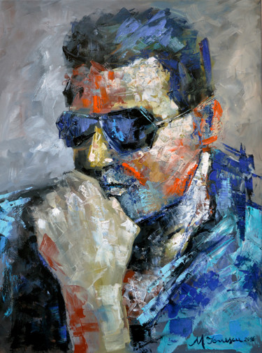 Painting titled ""Mysterious Man"" by Mihaela Ionescu, Original Artwork, Oil